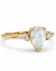 Pear Moonstone Ring with Diamond Accents - Melt'm Jewelry