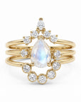 Pear Moonstone Ring with Diamond Accents - Melt'm Jewelry