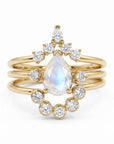 Pear Moonstone Ring with Diamond Accents