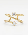 14k Gold Cz Ear Cuff, Single (Half Pair)