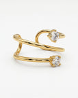 14k Gold Cz Ear Cuff, Single (Half Pair)