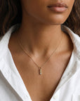 14k Solid Gold Vertical Bar Initial Necklace - Melt'm Jewelry