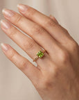 Princess Cut (Square) Peridot Ring 14k White Gold Bezel Setting - Melt'm Jewelry