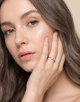 Dainty Aquamarine Opal and Diamond Cluster Ring - Melt'm Jewelry