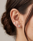 CZ Diamond Bezel Baguette Earrings 14k Solid Gold, Flat Back Internally Threaded Earrings (SINGLE) - Melt'm Jewelry