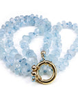 Aquamarine Hand Knotted Silk Necklace, Faceted Rondelle Beads, Charm Holder Necklace with Gold Filled Clasp, 18 Inch - Melt'm Jewelry