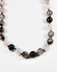 Black Rutilated Quartz Necklace, Hand Knotted Red Silk Strand, Gold Filled Clasp and Extender, 18 Inch