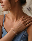 Freshwater Pearl Bracelet on Red Silk, Hand Knotted Tiny Pearls, Gold Filled, Dainty Layering Bracelet, Gift for Her