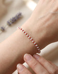 Freshwater Pearl Bracelet on Red Silk, Hand Knotted Tiny Pearls, Gold Filled, Dainty Layering Bracelet, Gift for Her