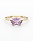 Ametrine Ring in 14k Yellow Gold, East West Oval Prong Set Cocktail Ring