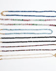 Multi Color Tourmaline Beaded Necklace, Hand Knotted Dark Pink Silk Strand, Gold Filled Clasp and Extender, Colorful Summer Necklace