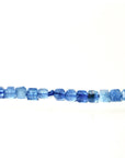 Cube Aquamarine Necklace, 3mm Micro Faceted Beads on Navy Silk, Hand Knotted 18 Inch Strand with Gold Filled Extender, Optional Opal Charm - Melt'm Jewelry