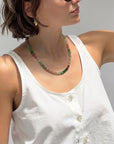 Strawberry Quartz Necklace, Pink Green Ombre Gemstone Beaded Choker, Hand Knotted Silk Gold Filled Necklace, Crystal Gift for Her - Melt'm Jewelry