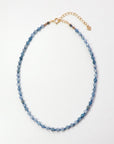Aquamarine Silk Hand Knotted Necklace, Faceted 4mm Moss Aquamarine Choker with Gold Filled Extender, 16-18 inch