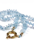 Aquamarine Hand Knotted Silk Necklace, Faceted Rondelle Beads, Charm Holder Necklace with Gold Filled Clasp, 18 Inch - Melt'm Jewelry