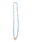 Aquamarine Hand Knotted Silk Necklace, Faceted Rondelle Beads, Charm Holder Necklace with Gold Filled Clasp, 18 Inch - Melt'm Jewelry