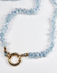 Aquamarine Hand Knotted Silk Necklace, Faceted Rondelle Beads, Charm Holder Necklace with Gold Filled Clasp, 18 Inch - Melt'm Jewelry
