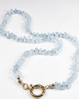 Aquamarine Hand Knotted Silk Necklace, Faceted Rondelle Beads, Charm Holder Necklace with Gold Filled Clasp, 18 Inch - Melt'm Jewelry