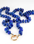 Lapis Lazuli Necklace, Silk Hand Knotted Gemstone Strand with Gold Filled Charm Holder Clasp, 18 Inch