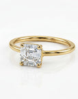 Asscher Cut Moissanite Ring 14k Gold, Solitaire Moissanite Engagement Ring - Melt'm Jewelry