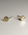 Tiny Gold Circle Earrings, Single or Pair Hammered Gold - Melt'm Jewelry