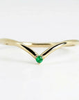 14k Solid Gold Dainty V Diamond Wedding Band - Melt'm Jewelry