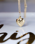 14k Gold 3D Puffy Heart Pendant Necklace - Melt'm Jewelry