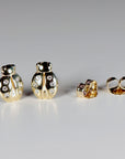 Diamond Lady Bug Stud Earrings in 14k Gold - Melt'm Jewelry