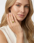 Princess Cut (Square) Peridot Ring 14k White Gold Bezel Setting - Melt'm Jewelry