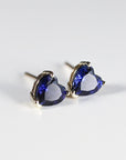 Blue Sapphire Heart Stud Earrings 14k Solid Gold – September Birthstone Earrings, Heart Cut Sapphire Jewelry Gift for Her - Melt'm Jewelry