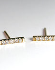 14K Gold Diamond Bar Earrings (SINGLE or PAIR) - Melt'm Jewelry