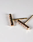 14K Gold Diamond Bar Earrings (SINGLE or PAIR) - Melt'm Jewelry