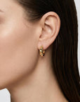 Geometric Textured Gold Huggies 14k Solid Gold - Melt'm Jewelry