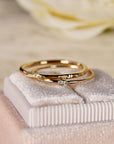 14k Gold Diamond Stacking Ring Set of 2 - Melt'm Jewelry