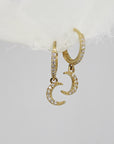 Diamond Moon Hoop Earrings (SINGLE or PAIR) - Melt'm Jewelry