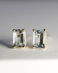 14k Gold Emerald Cut Aquamarine Stud Earrings - Melt'm Jewelry