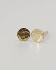 Tiny Gold Circle Earrings, Single or Pair Hammered Gold - Melt'm Jewelry