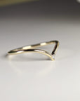 14k Solid Gold Dainty V Diamond Wedding Band - Melt'm Jewelry