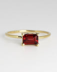 14k Gold East West Garnet Ring - Melt'm Jewelry