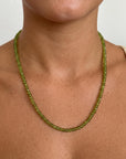 Peridot Rondelle Necklace on Silk, 23" Hand Knotted Strand with Gold Filled Lobster Clasp, August Birthstone