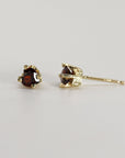 Garnet Heart Stud Earrings 14k Gold - Melt'm Jewelry