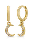 Natural Diamonds Crescent Moon Huggie Hoops (SINGLE or PAIR) - Melt'm Jewelry
