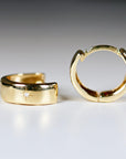 Diamond Star Set Thick Hoop Earrings in 14k Gold - 15mm - Melt'm Jewelry