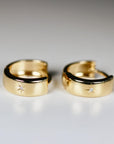 Diamond Star Set Thick Hoop Earrings in 14k Gold - 15mm - Melt'm Jewelry