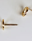 Small Open Circle Stud Earrings 14k Solid Gold, Hammered Gold Tiny Circle Studs - Melt'm Jewelry