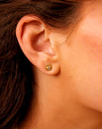 14k Gold Sunrise Disc Aquamarine Stud Earrings - Melt'm Jewelry