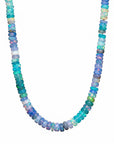 Ethiopian Opal Necklace, Natural Opal Beaded Necklace, Teal Purple Opal Rondelle Necklace, Silk Knotted, 14K Gold Filled