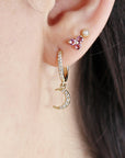 Diamond Moon Hoop Earrings (SINGLE or PAIR) - Melt'm Jewelry