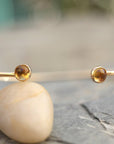 Dual Birthstone Bracelets Gold Filled or Sterling Silver, Open Gemstone Bangles - Melt'm Jewelry