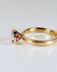 Cushion Cut Rose de France Amethyst Ring 10k Gold, Bezel Set Solitaire Engagement Ring - Melt'm Jewelry